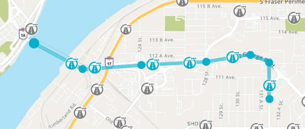 Only the Drives on route defined by coordinates will be returned